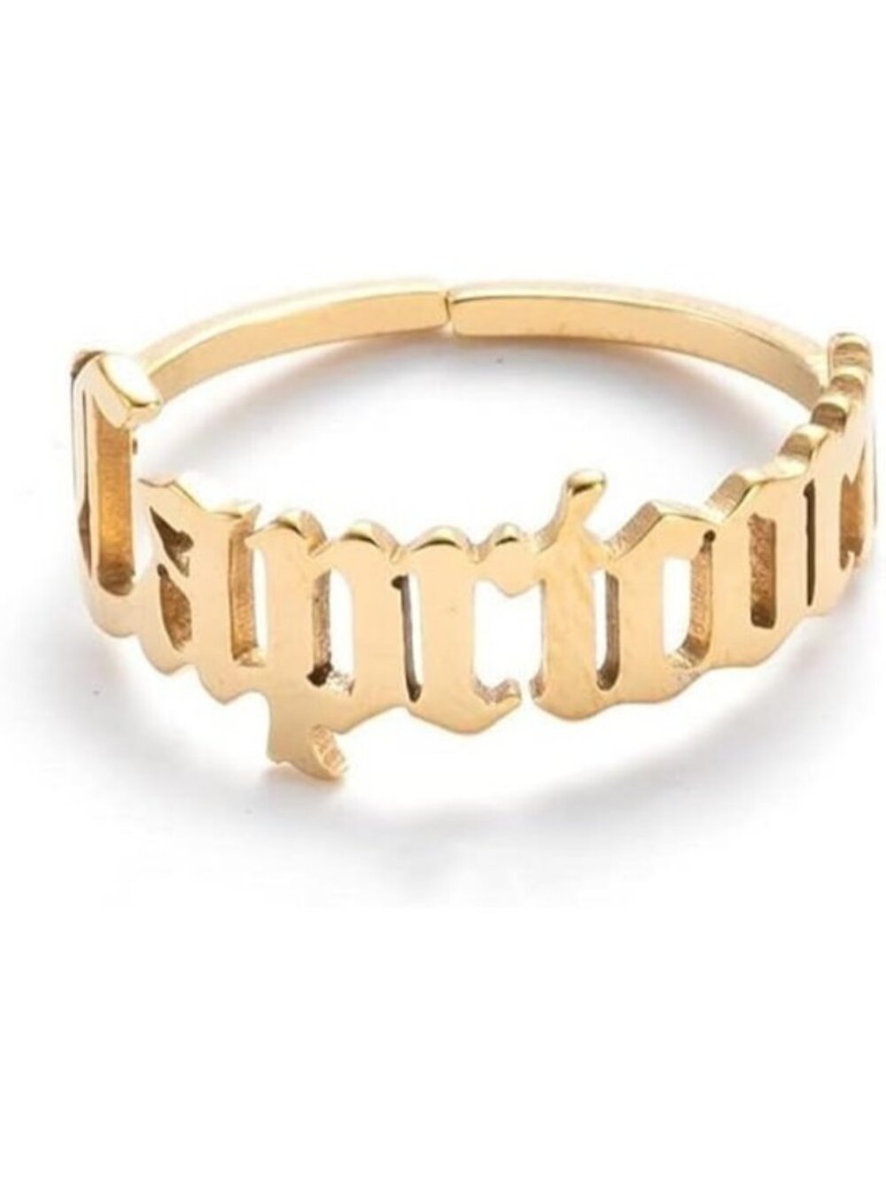 Gold Capricorn Constellation Old English Adjustable Steel Zodiac Sign Ring